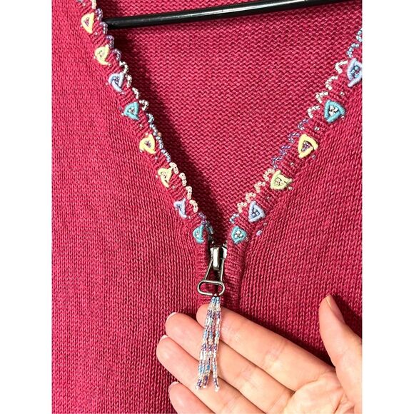 Vintage CJ Banks Hand Embroidered Cardigan Sweater Size Large - Picture 6 of 8